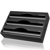 2 x RAW Customer Returns AXOTEN Acrylic 3 in 1 Packaging Dispenser with Cutter, Foil Paper Aluminum Film Dispenser, Reusable Kitchen Storage Organizer Box 3 Compartments  - RRP €79.98