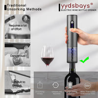 1 x RAW Customer Returns Corkscrew Wine Wine Opener Electric Automatic Bottle Opener with Gift Box Opener with Foil Cutter, Rechargeable - Dark Gray  - RRP €22.39