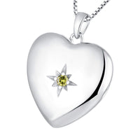 1 x RAW Customer Returns JO WISDOM Necklace Photo Locket Heart Silver 925,Chain Pendant Polar Star with 3A Zirconia August Birthstone Peridot Color,Jewelry for Women - RRP €89.7