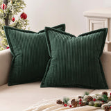 1 x RAW Customer Returns MIULEE Corduroy Cushion Cover Soft Cushion Cover Decorative Sofa Cushions Square Throw Pillows Modern Decorative Pillowcase Striped Pillowcases for Living Room Bedroom 2 Pieces 50 x 50 cm, Dark Green - RRP €25.99