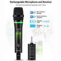 1 x RAW Customer Returns Bietrun UHF Rechargeable Wireless Microphone, Professional Metal Wireless Karaoke Microphones with Digital Display 6.35mm Dynamic Bluetooth Receiver for Karaoke Parties Performance - RRP €45.24