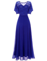 1 x RAW Customer Returns DRESSTELLS Women s Dresses for Wedding Guests Bridesmaid Dresses Long Elegant Chiffon Evening Dress Maxi Long Ball Gown Royal Blue XL - RRP €62.99