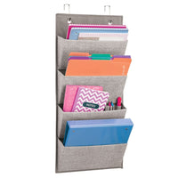 1 x RAW Customer Returns mDesign hanging organizer in jute pattern large closet organizer made of breathable polypropylene fabric bags for hanging over the door or for wall mounting grey - RRP €19.99