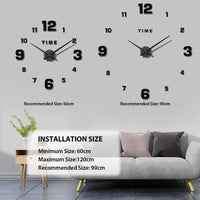 1 x RAW Customer Returns Warminn Wall Clock, DIY Sticker Wall Clock Modern Frameless 3D Wall Clock Roman Numbers Mirror Sticker Art Wall Clock Home Decor Crafts Large Clock for Office Living Room Bedroom Black 1  - RRP €20.16