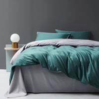 1 x RAW Customer Returns Jemiipee Reversible Satin Duvet Cover Set for Single Bed, Solid Color, 2 x Duvet Cover 135x200 cm and 2 x Pillowcase 80x80 cm Complete with Satin Bed Linen - Gray Green - RRP €22.8