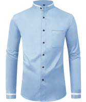 1 x RAW Customer Returns JACKETOWN Leisure Shirt Men s Shirt Long Sleeve Casual Spring Summer Solid Color Blouse Long Sleeve Slim Fit Light Blue 3XL - RRP €40.33