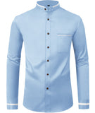 1 x RAW Customer Returns JACKETOWN Leisure Shirt Men s Shirt Long Sleeve Casual Spring Summer Solid Color Blouse Long Sleeve Slim Fit Light Blue 3XL - RRP €40.33