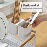 1 x RAW Customer Returns BTGGG Dish Drainer White Dish Drainer Dish Drainer with Drip Tray Cutlery Holder Dish Rack Drainer for Kitchen Sink 43 x 30.5 x 14 cm  - RRP €28.75