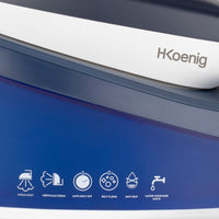 1 x RAW Customer Returns H.Koenig Iron with V7 boiler, 2200W, Pressure 5.5 bar, Steam production 120g min, Vertical steam function, Non-stick ceramic plate, 1.5L water tank - RRP €68.76