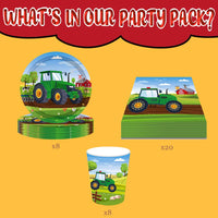 3 x Brand New MEZHEN Tractor Party Tableware Children s Birthday Tractor Party Tableware Tractor Birthday Party Supplies Set Paper Cups Paper Plates Napkins Children s Birthday Decoration 8 Guests - RRP €51.42