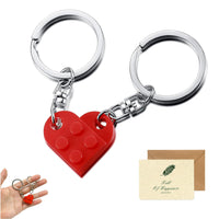 1 x Brand New Heart Keychain, Creative Red Small Heart Brick Keychain Couple Valentines Keychain Matching Keychain Decoration with A Greeting Card for Kids Men Women - RRP €27.6