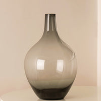 1 x RAW Customer Returns Floor vase for pampas grass, floor vase large XXL, glass vase large, round glass vase, belly vase glass, large vase glass decoration modern, floor decoration, 39 cm high, grey black - RRP €59.5