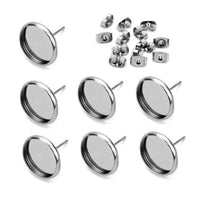 1 x RAW Customer Returns 40pcs 12mm Stainless Steel Stud Earring Bezel Setting for Jewelry Making with 40pcs Surgical Steel Earring Backs 9851  - RRP €11.09