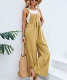 1 x RAW Customer Returns SotRong Dungarees Women s Wide Leg Flare Jumpsuit with Pocket Loose Fit Baggy Playsuits Summer Boho Romper Sleeveless Strap Overalls Casual Adjustable Bib Pants Light Yellow S - RRP €28.99