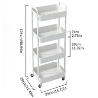 1 x RAW Customer Returns Sywhitta 4-Tier Kitchen Cart, Utility Cart Rolling Storage Cart with Handle, Multifunctional Serving Cart Rolling Shelf for Office, Living Room, Kitchen, White - RRP €38.11