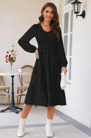 1 x RAW Customer Returns II ININ autumn dress women s dress long sleeve smocked dress elegant for autumn black - RRP €21.17