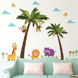 3 x Brand New Runtoo Jungle Animals Wall Decals Palm Tree Monkey Giraffe Wall Stickers for Kids Bedroom Wall Decor - RRP €61.2