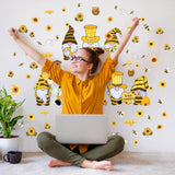 1 x Brand New SUPERDANT Yellow Gnome Elf Wall Sticker Bee Flower Wall Decals Bee Gnome Wall Sticker Sunflower Vinyl Wall Decor DIY Wall Decal Stickers for Classroom - RRP €22.8