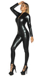 1 x RAW Customer Returns FEOYA Women s Cat Costume Jumpsuit Catwoman Costume Sexy Overall Costume Wetlook Body Leather Bodysuit - RRP €34.27