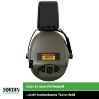 1 x RAW Customer Returns Sordin Supreme Pro-X Hearing Protection with Active Capsule - EN 352 - Version with Leather Strap, Gel Cushion Green Capsules - RRP €259.45