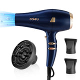 2 x RAW Customer Returns CONFU Hairdryer Professional Hairdryer Ionic Hairdryer 2400W Hairdryer with Diffuser Styling Nozzle 2 Speed and 3 Heat AC Motor Quick Dry Powerful Hairdryer for Hair Salon and Family Dark Blue  - RRP €100.28