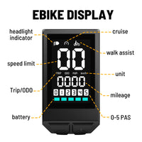 1 x RAW Customer Returns LED Display Electric Bike Compatible with BAFANG BBS01 BBS02 BBS1000W Mid Drive Moto Waterproof Display with 0-5 PAS UART Protocol - RRP €50.41