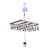 1 x RAW Customer Returns LANMOU Sock Drying Rack, Liftable Clothes Airer with 30 Clips, Balcony Drying Rack, Quick Drying, Height Adjustable, Ultra Sturdy Metal, Space Saving, Easy to Use - RRP €22.8