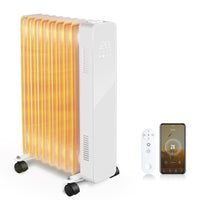 1 x RAW Customer Returns Oil Radiator Electric Heater with 24 Hour Timer, Multiple Protection Child Safety Room Electric Heater with WiFi App LED Touch Display White-2000W  - RRP €98.3