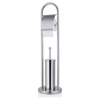 1 x RAW Customer Returns Toilet Stand for Toilet Paper and Toilet Brush, Roll Holder and Toilet Brush Holder in Steel with Polished Chrome Coating 22 x 22 x 81 cm , for Bathroom and Toilet - RRP €43.27