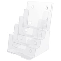 1 x RAW Customer Returns Kurtzy A4 Clear Plastic Wall Brochure Holder - Four Tier Portrait Wall or Desk Brochure Holder - For Brochures, Postcards, Flyers, Menus Brochures - RRP €48.5