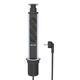 1 x RAW Customer Returns UCOMEN Tower Power, table power strip 3-way with 2 USB, 2m cable, table socket - RRP €27.22