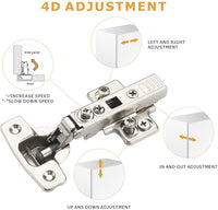 1 x RAW Customer Returns Furniware Pack of 10 Cabinet Hinges with Soft Close Cabinet Hinge 4D Adjustment Depth, Side, Height and Closing Speed Full Overlay Hinges for Furniture Kitchen Cabinet - RRP €32.26