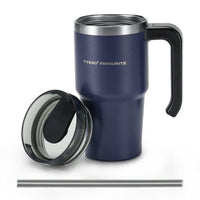 1 x RAW Customer Returns Olerd stainless steel coffee mug with lid, 600ML thermal mug with straw and handle, tea mug travel mug, double-walled insulated leak-proof coffee to go mug - RRP €17.03