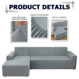 1 x RAW Customer Returns Lydevo Sofa Cover Corner Sofa L Shape Sofa Throws Stretch Sofa Cover L Shape Right or Left with Two Pillowcases Washable Universal Couch Cover L Shape Sofa Cover L Shape 3 Seater 3 Seater, Light Gray  - RRP €58.59