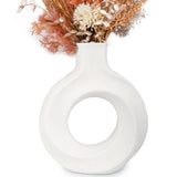 4 x Brand New Tyywjw Ceramic Donut Vase White for Pampas Grass, 22.5 cm High Donut Vase White Matt Large, Round Vase with Hole, Dried Flowers Flower Vases, Modern Vases Decoration for Office Home Bedroom Living Room - RRP €72.56