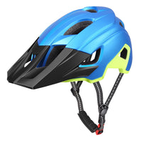 1 x RAW Customer Returns RaMokey bicycle helmet MTB helmet, mountain bike helmet with removable visor and padding for adults, bicycle helmet for city traffic - for men and women blue yellow  - RRP €31.09