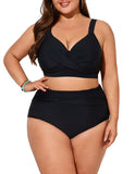 1 x RAW Customer Returns Hanna Nikole Women s Plus Size Two Piece Swimsuit Wrap Swimsuit Tummy Control Bikini Black 50 - RRP €44.46