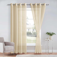 1 x RAW Customer Returns DWCN Sheer Voile Curtain Transparent Curtain with Eyelets 2 Pieces Eyelet Curtain for Living Room, Babyroom, Bedroom, Beige, 183 x 140 cm H x W  - RRP €21.99