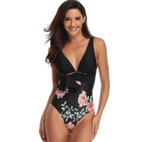 1 x Brand New Silkglory Flat Belly Swimsuit, Women s Push Up Swimsuit Black One Piece Swimsuit for Women Sexy Floral Women s Swimsuits 2023 Backless - XL - RRP €30.24