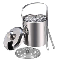 1 x RAW Customer Returns Emsmil ice bucket with lid, tongs and strainer, 3L ice bucket, stainless steel ice container, champagne cooler, ice cube container, ice cooler, ice cube cooler, ice bucket - RRP €27.73