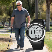 1 x RAW Customer Returns Hearkent Talking Wristwatch for Visually Impaired and Elderly, Talking Watch, French Voice for Blind, with Large LCD Display, Silver - RRP €63.22