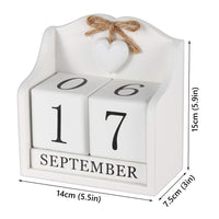 1 x RAW Customer Returns Obling Desk Calendar Wooden Manual Conversion Durable Chic Accessory for Home or Office Cream White  - RRP €19.04