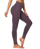 1 x RAW Customer Returns Yvette Sports Leggings Women s High Wasit with Mesh, 72F Fiber Opaque Sports Pants Yoga Pants, Purple, XXL - RRP €25.2