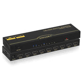 1 x RAW Customer Returns 1x8 HDMI Splitter 1 Input 8 Outputs, 4K 30Hz HDMI Splitter Compatible 3D 1080P HDCP1.4, HDMI Distribution for HDTV, DVD, Xbox, PS3 4, Blu-Ray, Projector - RRP €34.94