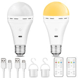 1 x RAW Customer Returns BOBOPAI USB Rechargeable Light Bulb With Remote Control, 3 Color Temperatures, E27 LED Dimmable Battery Light Bulb, 7W Touch Control Lamp With Timing Function, Battery Lamps With Hook, 2600mAh, 2 pack - RRP €29.89