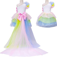 1 x RAW Customer Returns Tacobear Unicorn Costume Children s Unicorn Princess Dress with Long Train and Unicorn Headband Colorful Tulle Tutu Halloween Costume Carnival Cosplay for Girls Gifts 110, 3-4 Years  - RRP €18.14