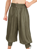 1 x Brand New YBENLOVER Men s Medieval Trousers Vintage Casual Pants with Pockets Renaissance Pirate Pants Cosplay Costume Shorts XL, Army Green  - RRP €30.23