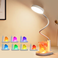 1 x RAW Customer Returns YAMYONE LED desk lamp with RGB salt crystal rocks, battery-rechargeable 3-color table lamp, 360 flexible gooseneck with night light bedside lamp for children s bedroom - RRP €24.99