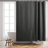 1 x RAW Customer Returns Furlinic shower curtain made of fabric textile heavy bath curtain waterproof washable anti-mold for bathroom bathtub in bathroom 180x180cm waffle with 12 shower rings dark gray. - RRP €22.48