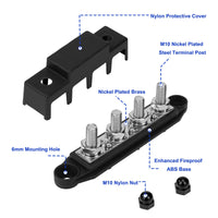 1 x RAW Customer Returns Busbar 12V-48V DC Busbar Distribution Block Busbar 250A Power Distribution Block with 4 x M10 Connection Bolts for Car RV Boat Red Black 2 Pieces - RRP €26.59